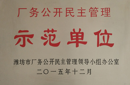 廠務(wù)公開民主管理示范單位